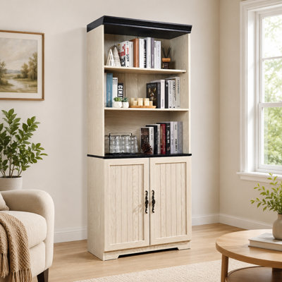 Grande armoire de rangement 70,86 pouces à 5 niveaux avec portes de grange et tablettes réglables