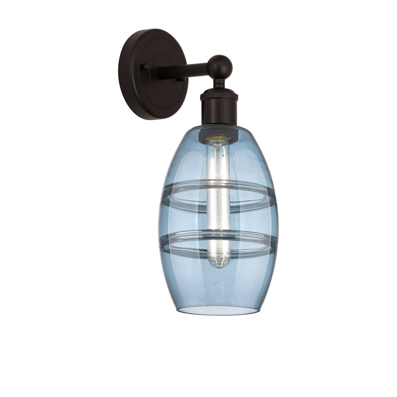 Applique murale en acier Bettylou, H 10,38 po x l 5,88 po x P 7,44 po, Bleu princesse, Bronze huilé