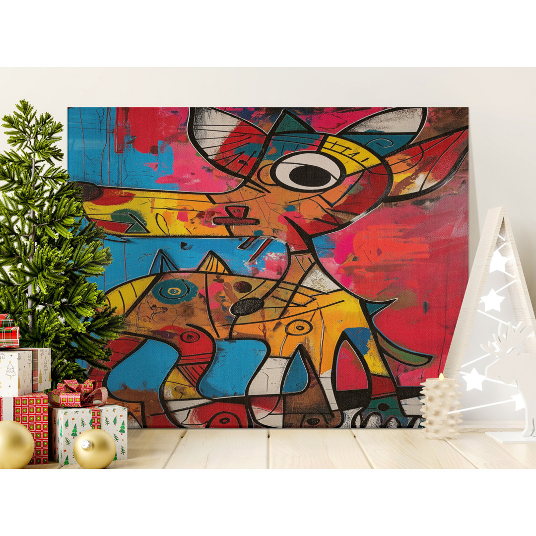 Vibrant Abstract Dog Canvas Wall Art