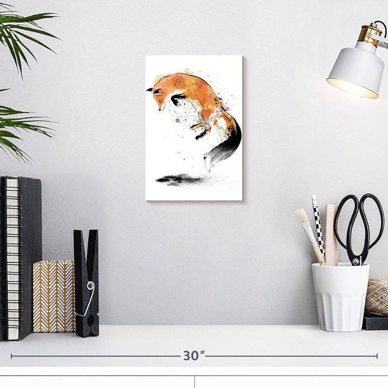 Brampt Red Fox Jumping Into Snow, 12" H x 8" W