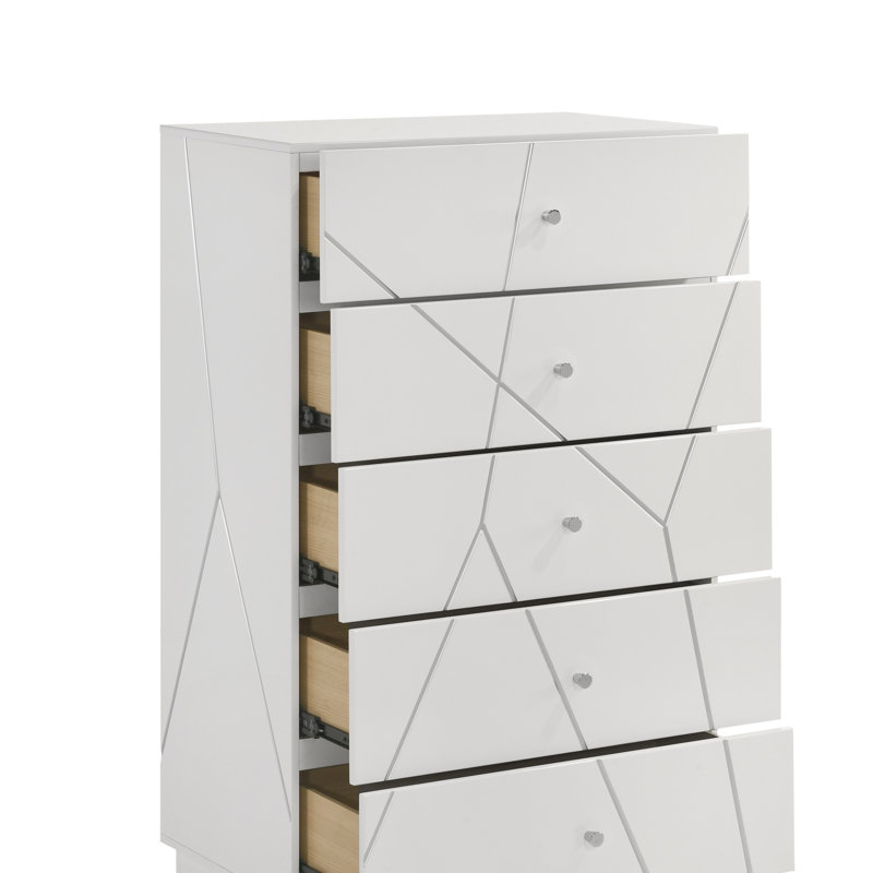 Commode Manhattan - Finition laquée avec motif géométrique et tiroirs spacieux pour un rangement moderne