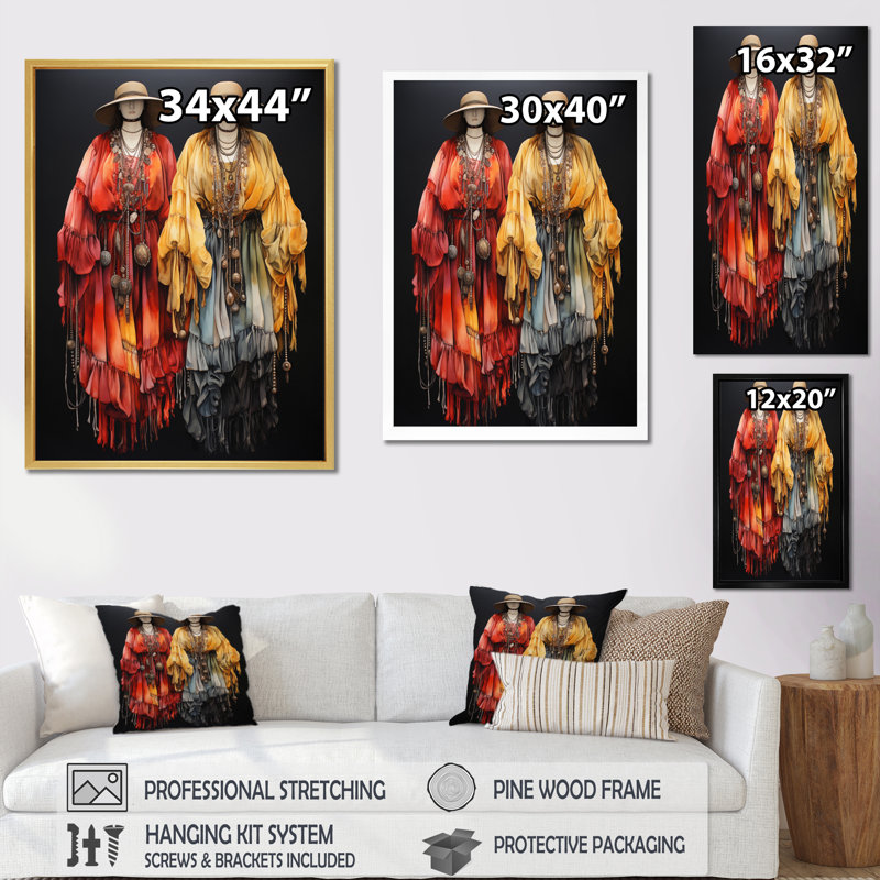 Lethco Bohemian Boho Chic - Art mural encadré abstrait bohème, Cadre simple noir, H 20 po x l 12 po x P 1 po