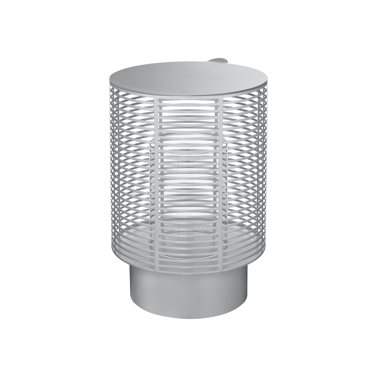 Olea Lantern Candle Holder, Silver Metallic, 14.8" x 10.2" W x 10.2" D