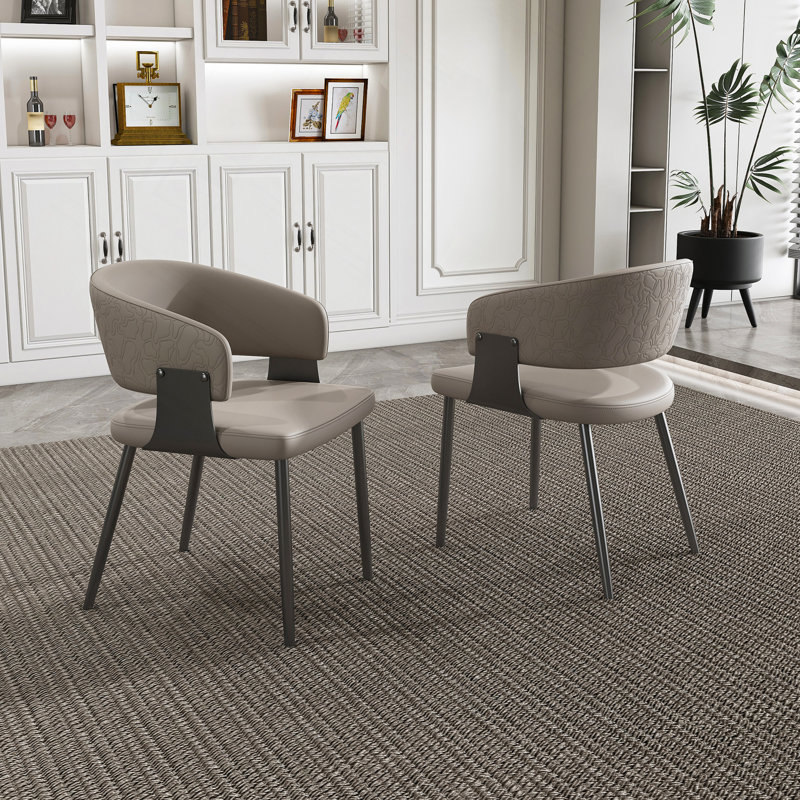 Ensemble de 2 chaises de salle à manger, chaises de cuisine en cuir PU avec pieds en métal, accoudoirs ergonomiques, coussin éponge confortable, structure robuste pour la salle à manger, coin repas