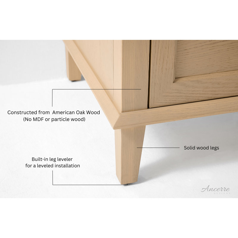 Hannah 48'' W Single Vanity, White, Right, Oak/Brushed Gold