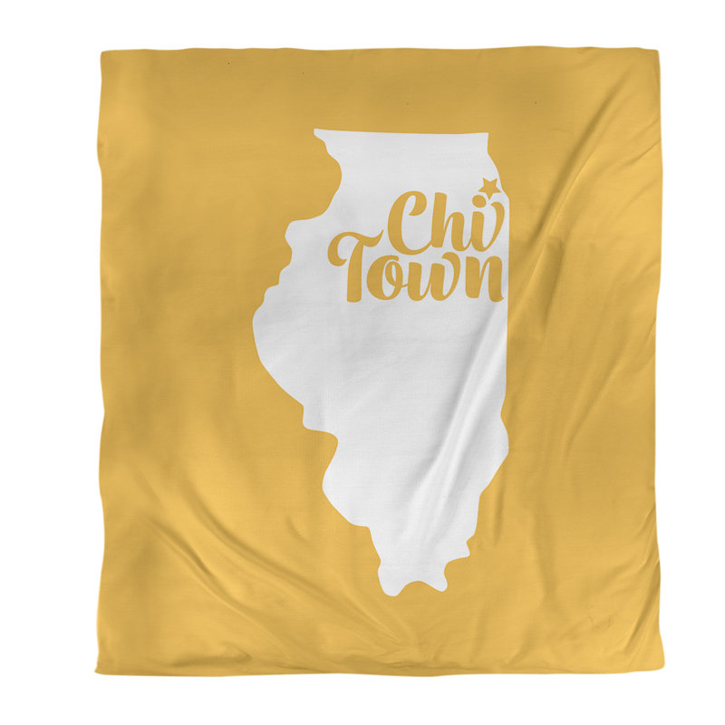  Housse de couette simple Chi Town, Housse de couette pour lit simple, Jaune, Polyester brossé