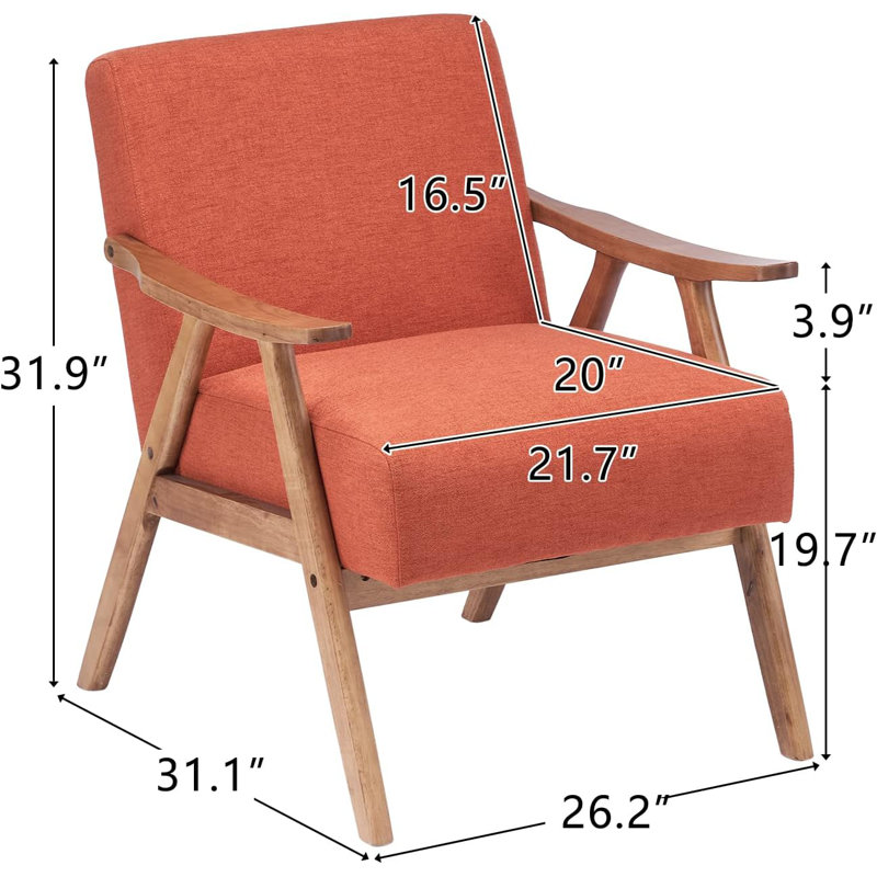 Fauteuil Khymani de 21,7 po de largeur, Lin orange