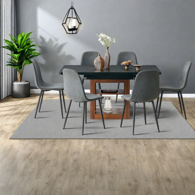 Modern Extendable Dining Table Set, Wood & Metal Design, For Home & Kitchen