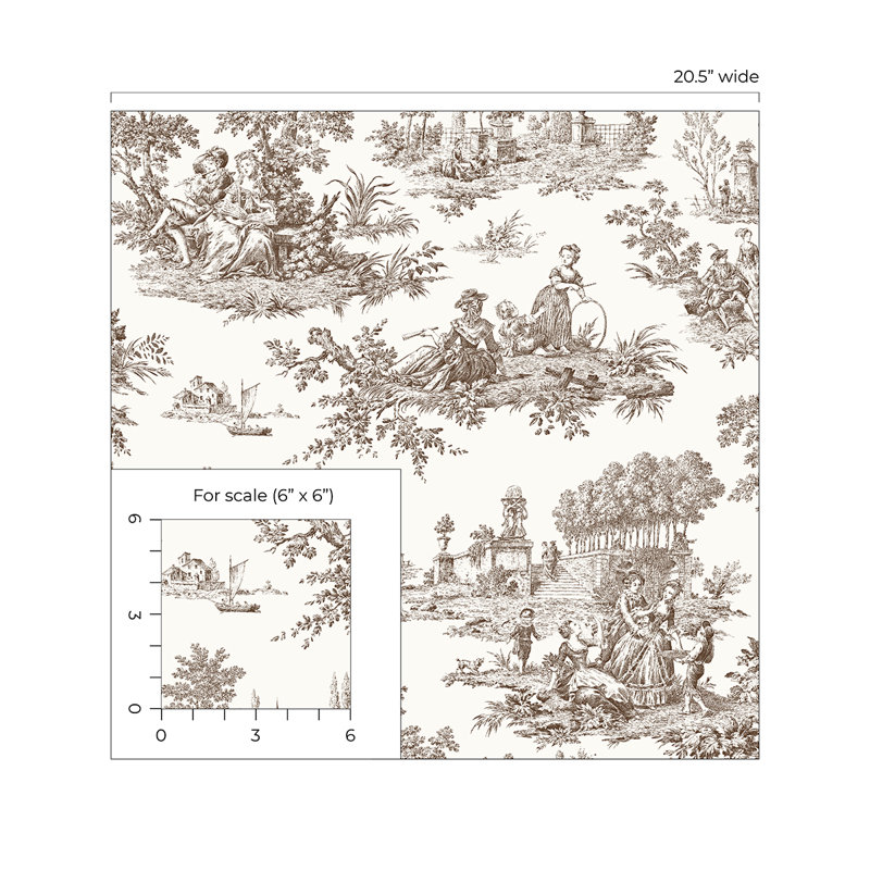 Spurling Peel & Stick Toile Roll, Brown
