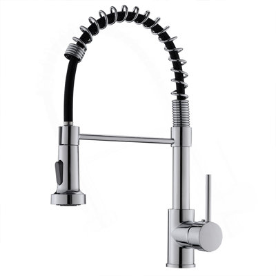 Commercial Black Kitchen Faucet With Pull Down Sprayer, Single Handle Single Lever Kitchen Sink Faucet