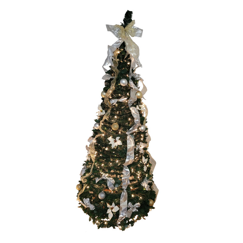 Sapin de Noël artificiel vert 6 'avec 350 lumières claires et blanches