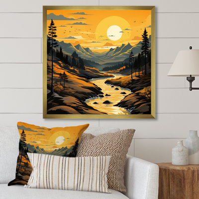 «Yellow and Black Mountains River Serenity II - Fruits», art mural
