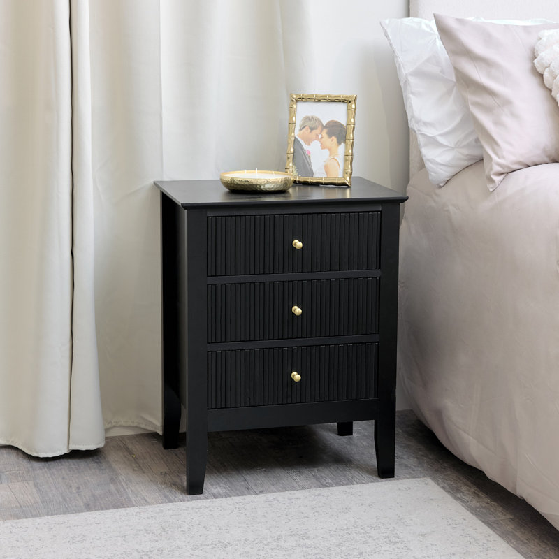 Abneer 48cm W Manufactured Wood Bedside Table, Black