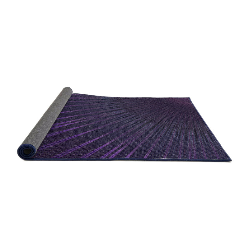 Tapis noir/zone mauve à motifs, Carré 8 pi