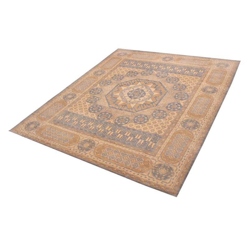Tapis ivoire unique noué à la main 12 pi 6 po x 14 pi 1 po