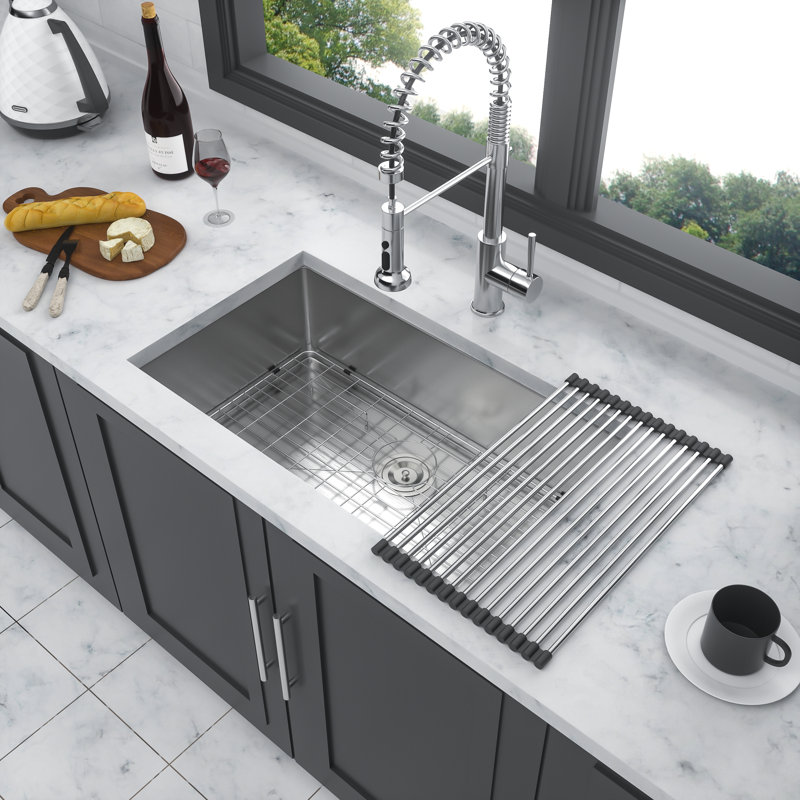 Évier de cuisine encastrable 36 po x 19 po x 9 po en acier inoxydable profond de calibre 16