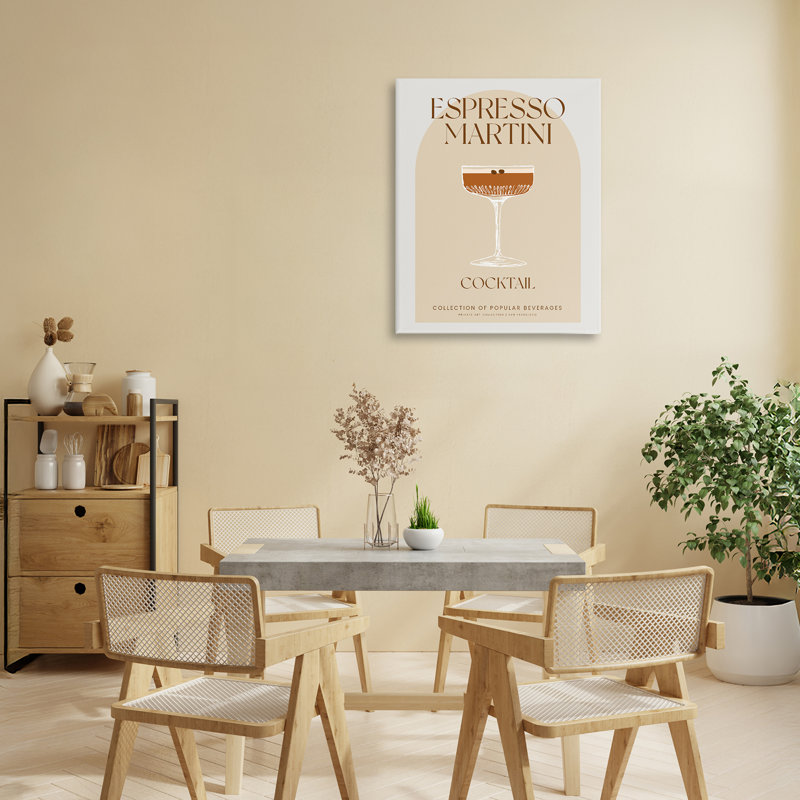 Élégante toile rétro Martini espresso, design par Lil 'Rue, H 20 po x l 16 po