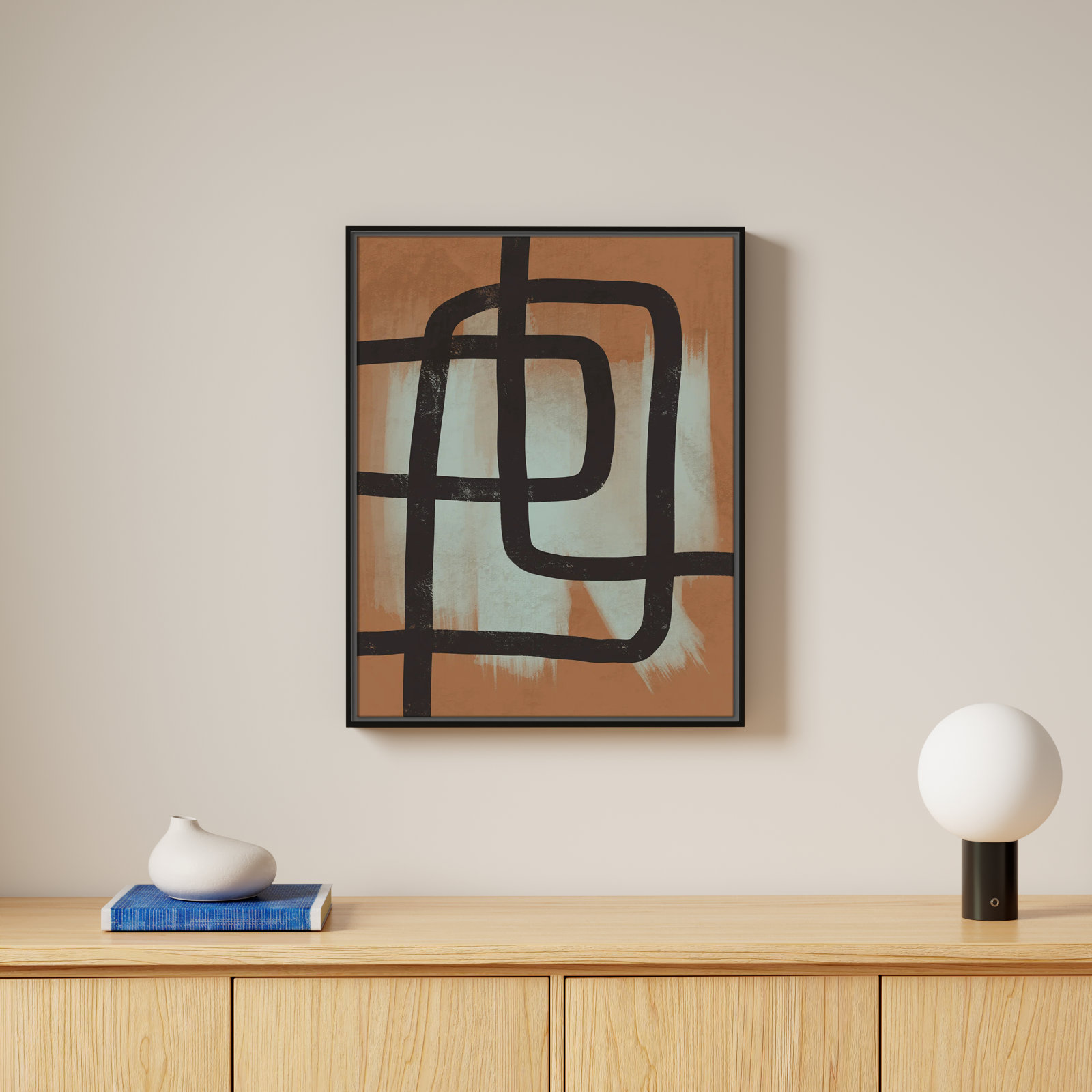 Many Paths Taken 2 Painting, Black, 29.5" H x 23.5" W x 2" D