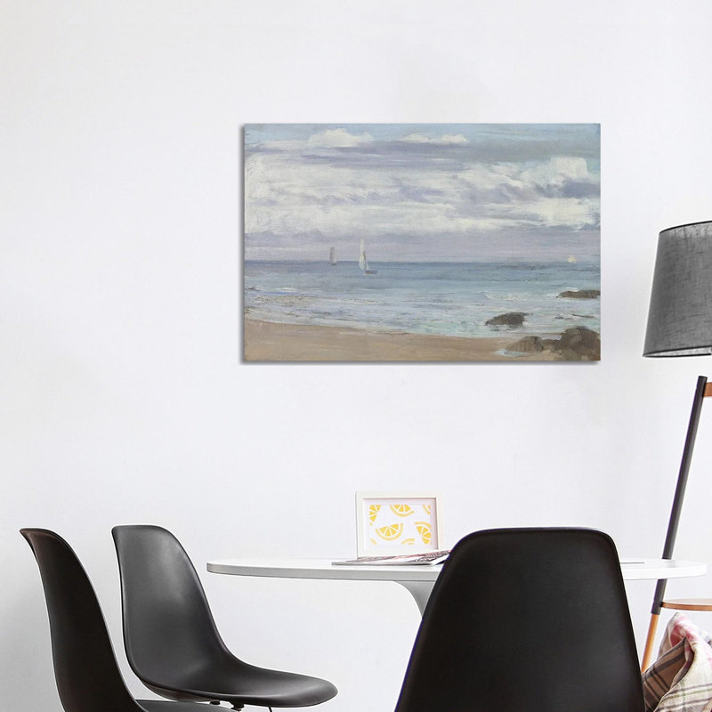 «Blue and Silver Trouville», reproduction d'art sur toile tendue, 26 po x 40 po, Toile tendue avec châssis, Sans cadre