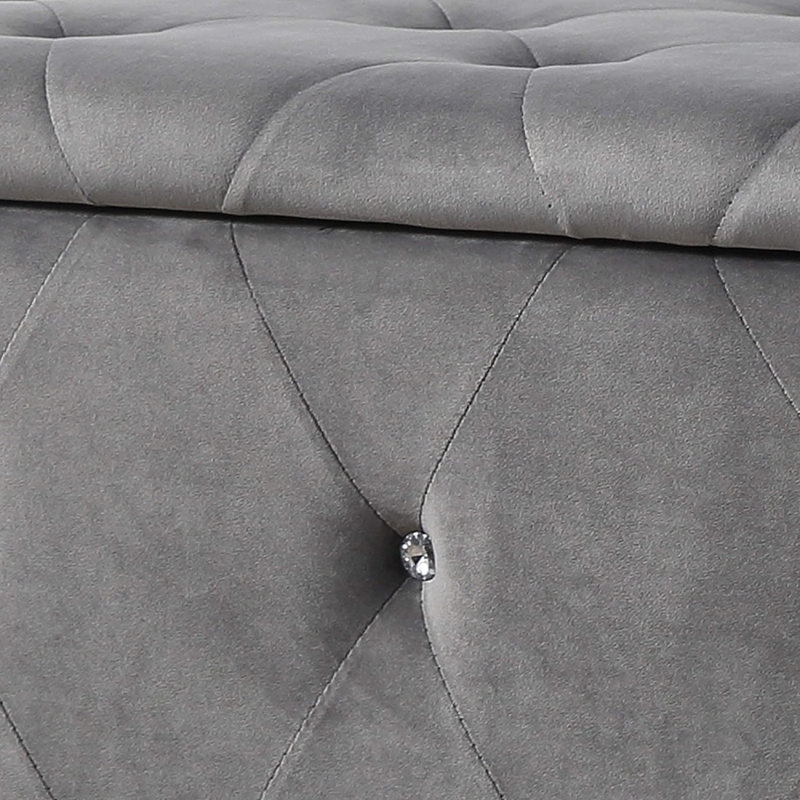 1pc Glam 38 Es Banc de rangement avec repose-pieds capitonné, Argent argent