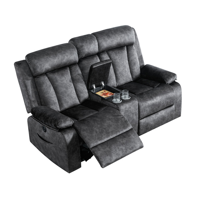 70.9'' Velvet Pillow Top Arm Reclining Loveseat, Gray Velvet