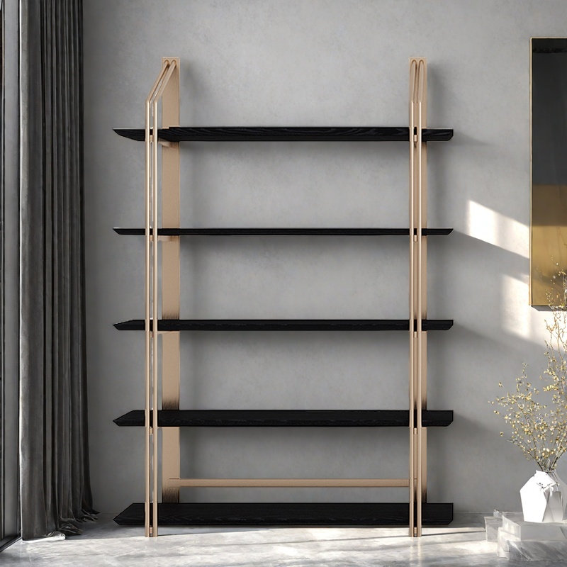 Bibliothèque de haute qualité et durable, H 78,7 po x l 47,2 po x P 11,8 po, Noir / or