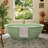 63" L Solid Surface Stone Freestanding Soaking Bathtub with Towel Rack-118565508