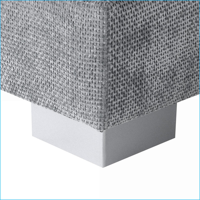 Canapé modulaire moderne en chenille 4 places avec méridienne surdimensionnée, 2 coussins | Chenille | Gris clair
