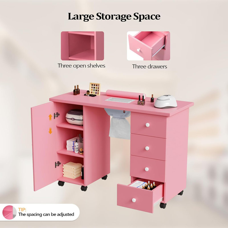 Organisateur de maquillage en bois Mendivil, Rose