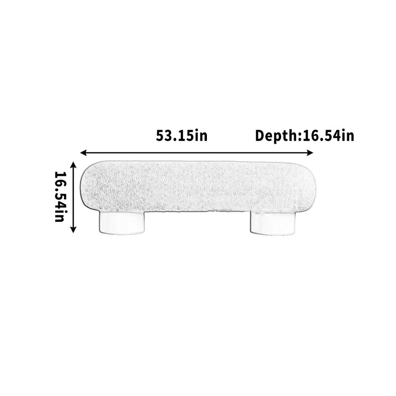 Tabouret en agneau, H 16,54 po x l 53,15 po x P 16,54 po