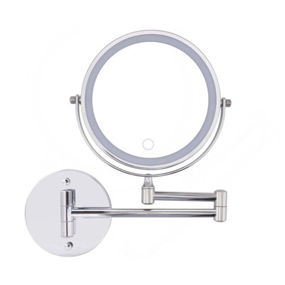 Miroir de maquillage mural à extension rotative à 360 ° rechargeable avec miroir grossissant 8 "avec lumières double face 1X / 10 et base ronde