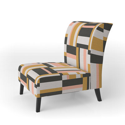 Abstract Retro Geometric IX  - Mid-Century Upholstered Slipper Chair