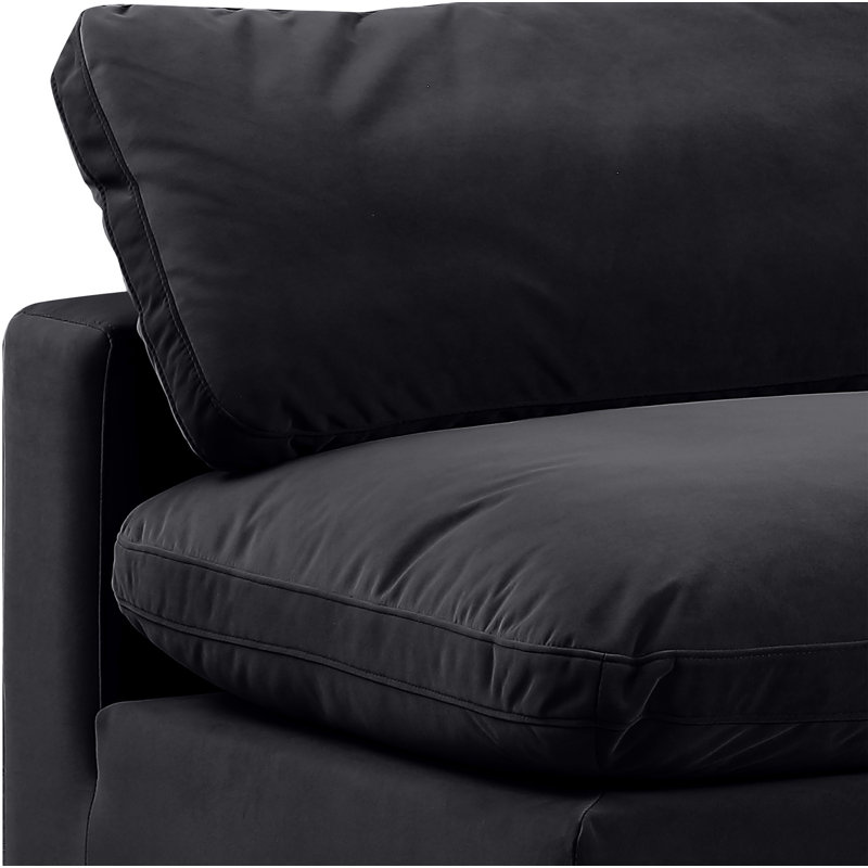 Ivanne Velvet U-Shaped Sectional Reversible, Black Velvet