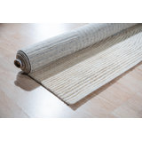 Ivory Hand-Knotted Wool Linear Maze Geometric Modern Contemporary Carpet Rug