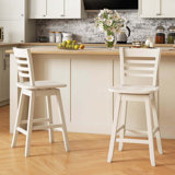 24.5" Counter Height Bar Chairs Swivel Bar Stools With Hollow Backrest