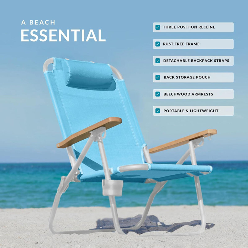 Chaise de plage Adheesh, Blanc, Bleu
