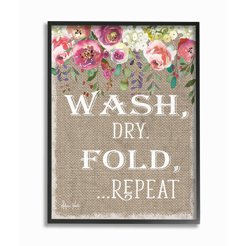 Floral Linen Wash Dry Fold - reproduction d'art textuel sur toile, H 20 po x l 16 po, Giclée encadrée noir minuit