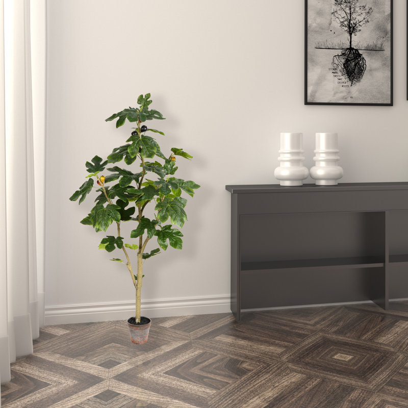Artificial Potted Fig Tree, 48" H x 28" W x 28" D
