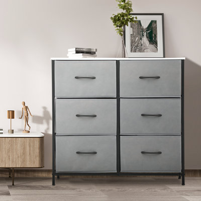 Commode double 6 tiroirs 31,5 po Marthena