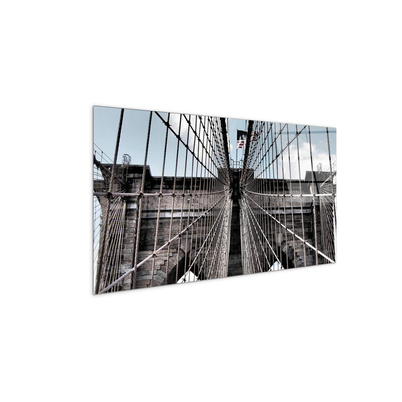 Brooklyn Bridge Geometric by Art Studio 50cm H x 100cm W High Quality Print on Frameless Panel, Lightweight, Ready to Hang