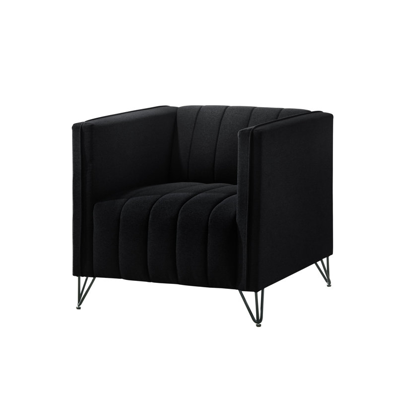 Chylee Square Arm Chair, Black Linen 
