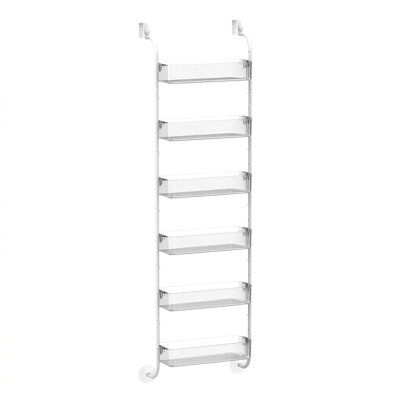 Étagère à épices à 6 niveaux à suspendre à la porte, organisateur d'assaisonnements réglable, 44,2 x 22,1 x 134,6 cm, blanc
