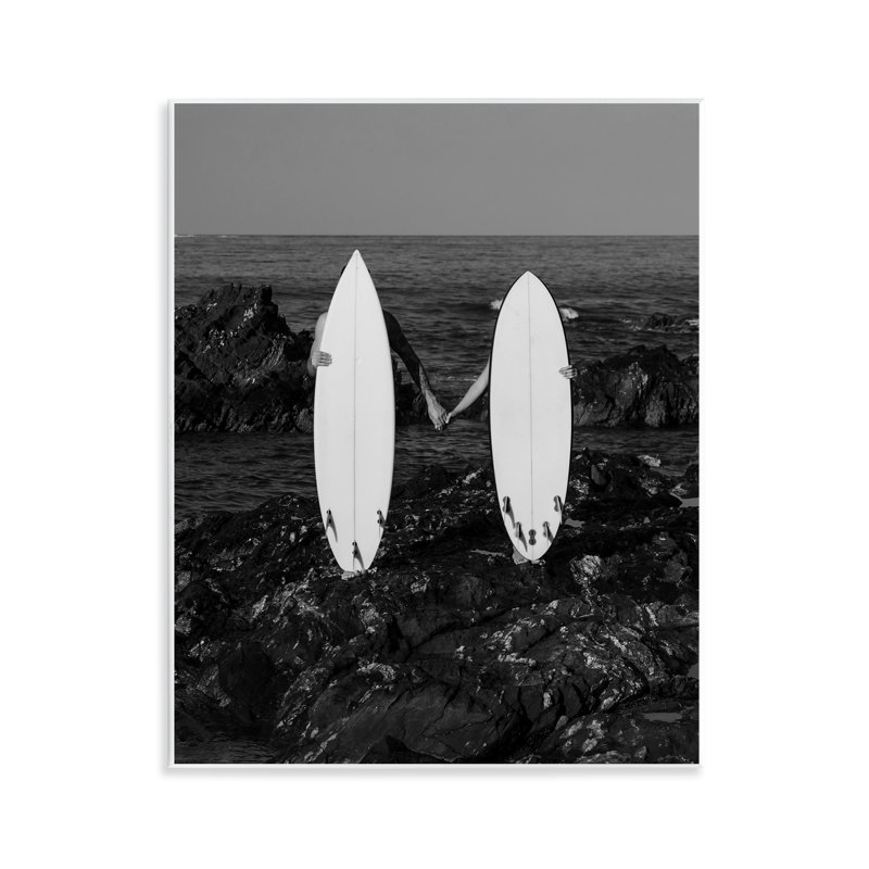 Romantic Surfer Couple Wall Plaque Art by Daphne Polselli