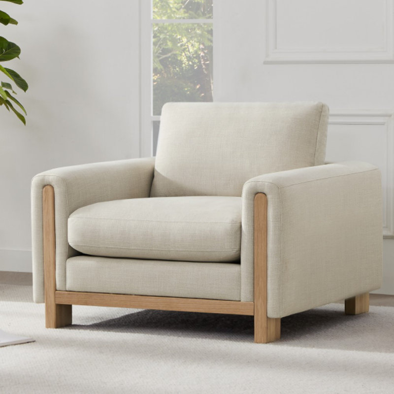 Fauteuil rembourré 43,3 po Adika, Tissage de lin Effie