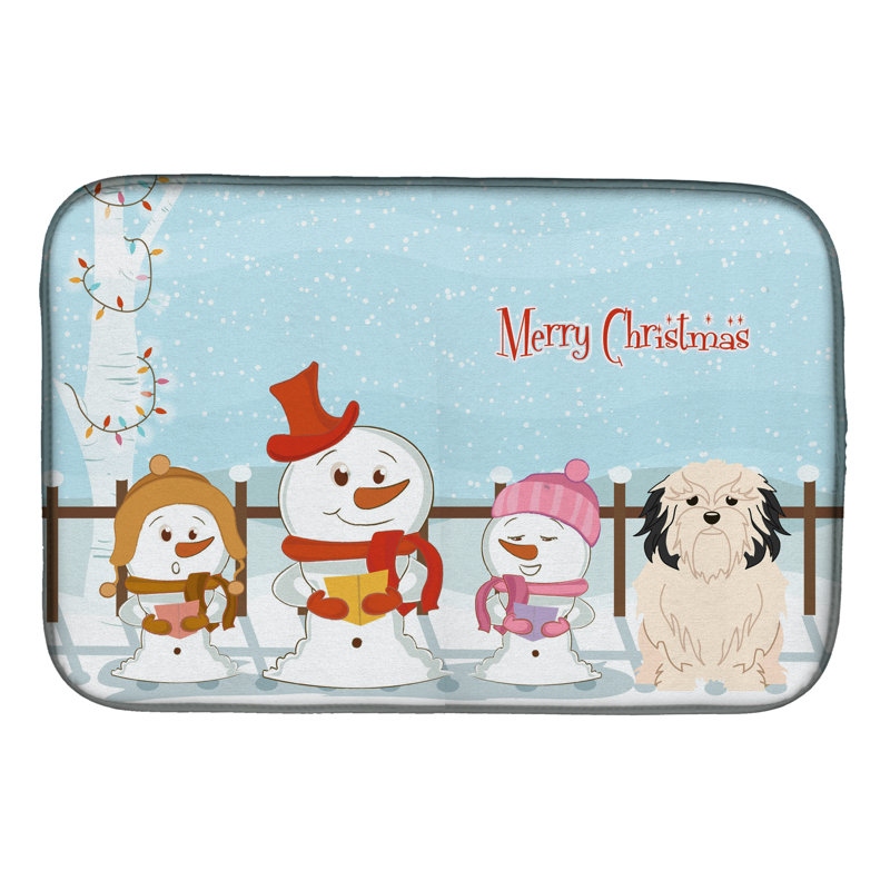 Tapis de séchage merry christmas caroleers petit chien lion