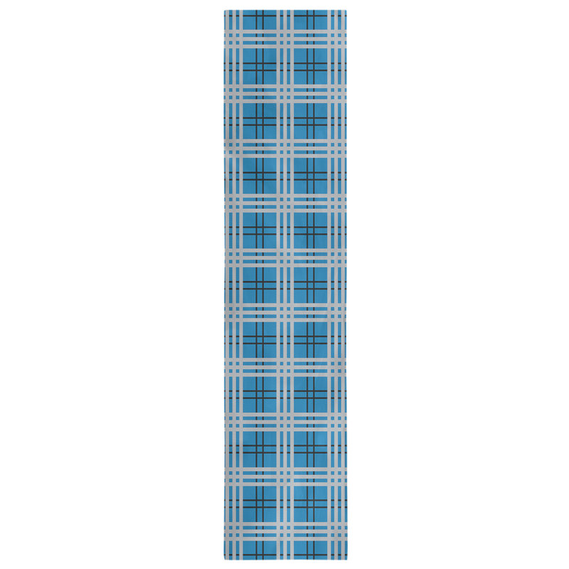 Paid Polyester Table Runner, 90" L x 16" W, Honolulu Blue/Black/Silver