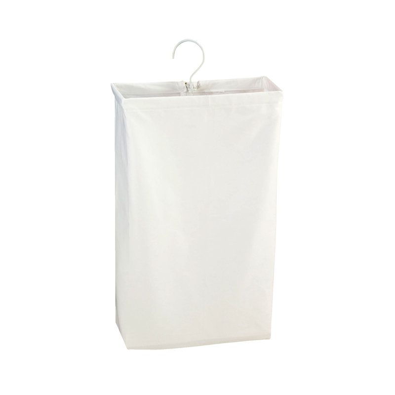 Door Hanging Laundry Bag in Washable Canvas with Loop Handle, White