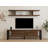 Modern Walnut TV Unit with Wall Shelf, 63.0 x 17.7 x 11.8 inches | 100% Melamine Coated Particle Board, Metal Legs | Numerous Shelves, Wall-Mountable Design for Extra Storage | Stylish Industrial Home Décor-101056453
