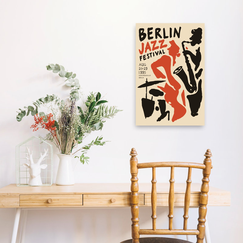 Affiche du Festival de jazz de Berlin - Art mural rétro, H 24 po x l 16 po