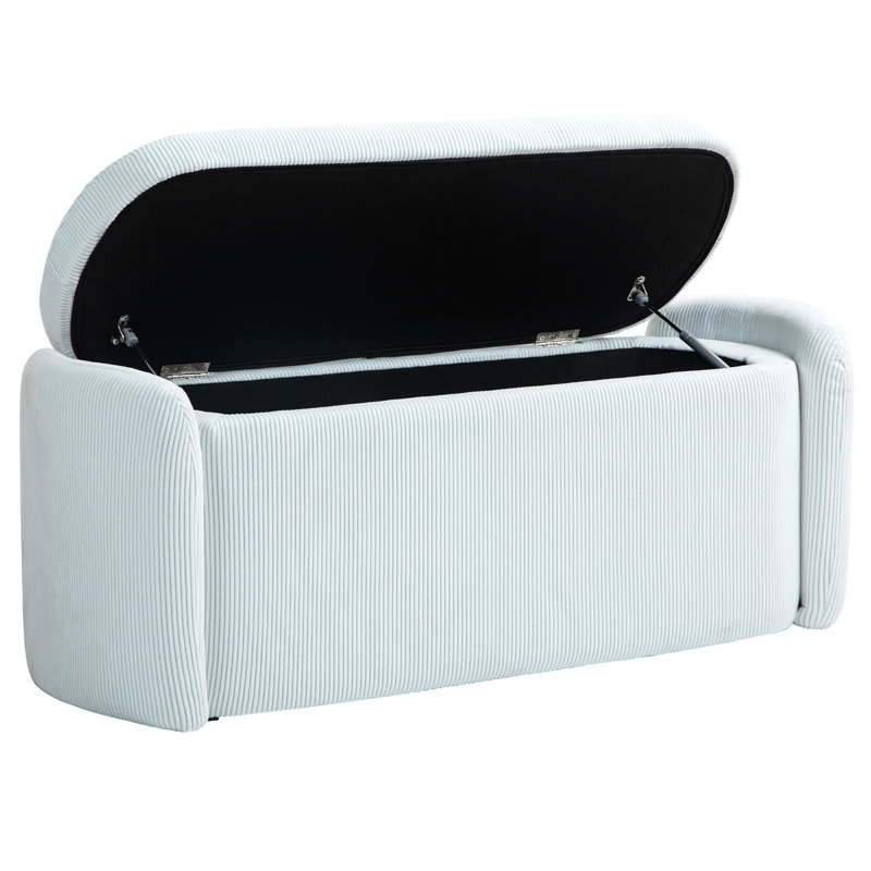 Corduroy Storage Bench for Bedroom,Bed End Ottoman Bench with Storage,Modern Oval Storage Bench with Seating for Living Room,Entryway,Window ( 45”)